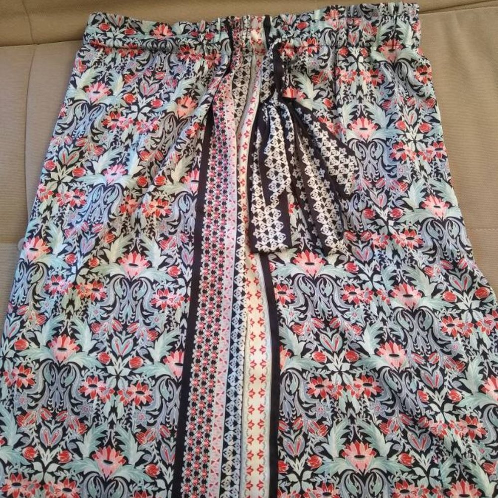 Ann Taylor LOFT Floral Tie Waist Skirt L